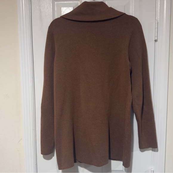 Pima Cotton Mock Neck Brown Tunic Sweater Size XL Soft Casual Office Business - Picture 5 of 5